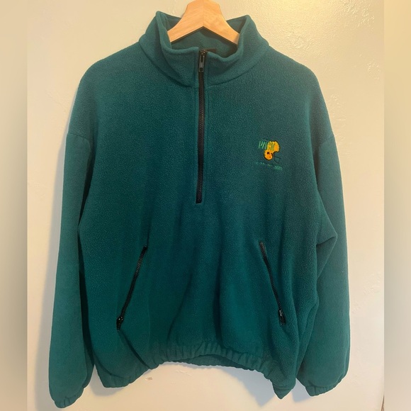 Vintage Green Bay Packers Green Fleece Quarter Zip Pullover w/Embroidered Logo M - Picture 1 of 16